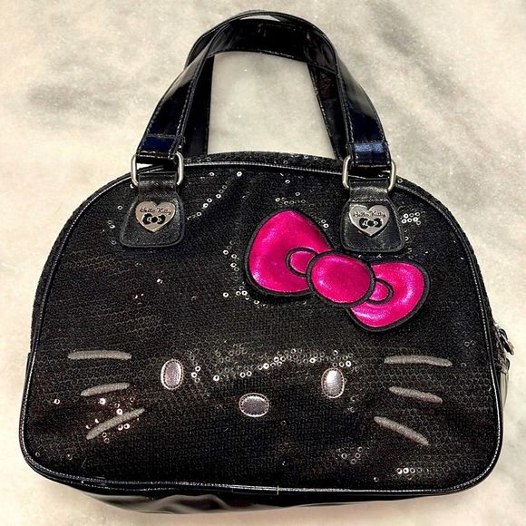 Hello Kitty Handbags - RARE Vintage Hello Kitty Sanrio Formal Black Sequin Purse Handbag Y2K